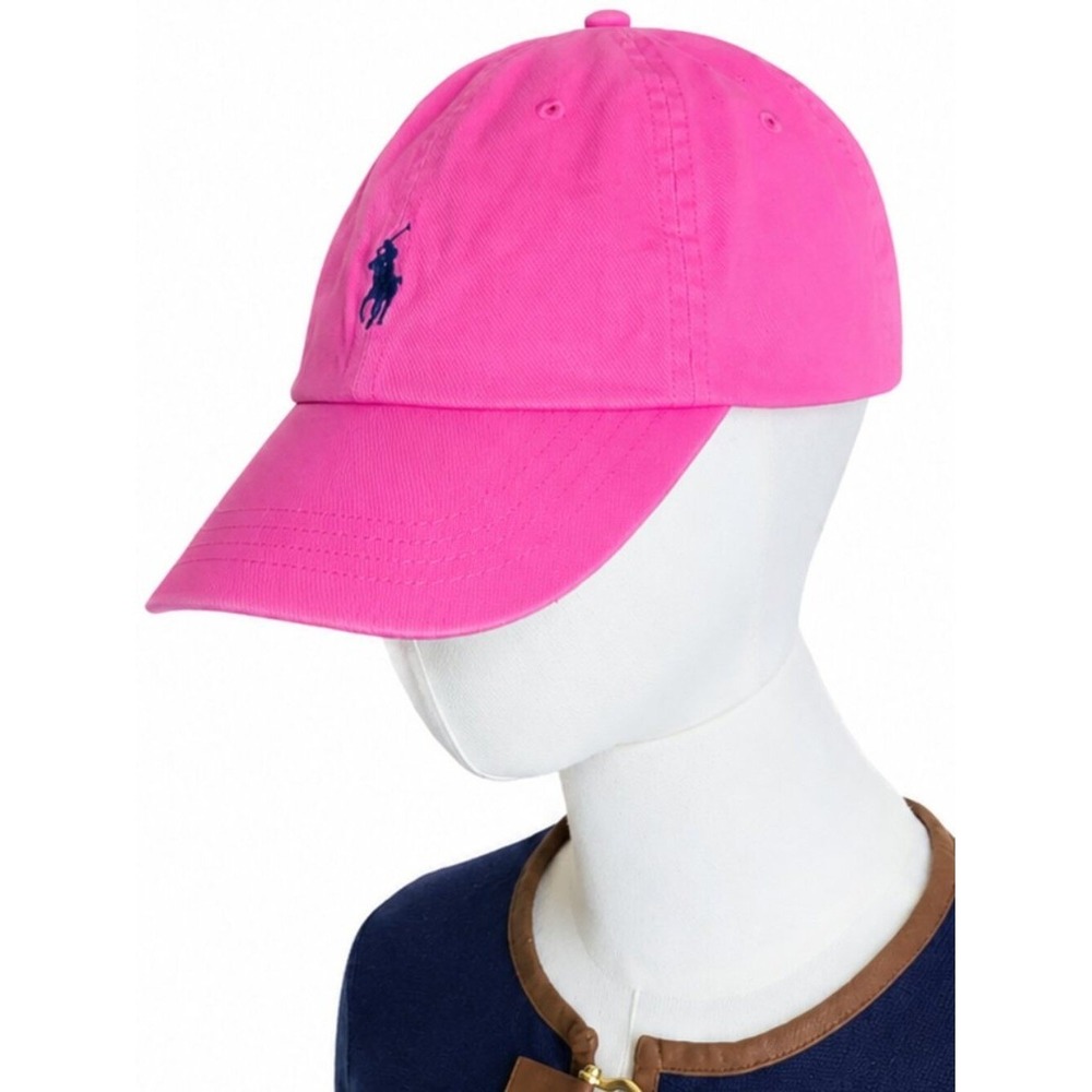 Polo Ralph Lauren Hot Pink Baseball Cap Pony Leather Strap Adjustable Unisex